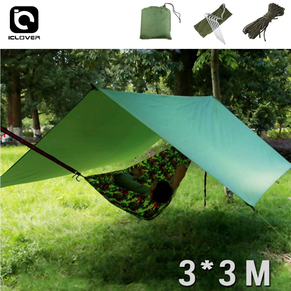 Large Waterproof Military Camping Tarp Awning Trail Tent Shelter Rain Cover 