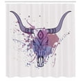 thumbnail image 3 of Ambesonne Longhorn Shower Curtain, Bull Skull with Splashes, 69"Wx70"L, Eggshell and Multicolor, 3 of 3
