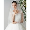 thumbnail image 2 of EllieWely 2 Tier Fingertip Length 90 cm(35 inch) Lace Wedding Bridal Veil With Metal Comb X32, 2 of 5