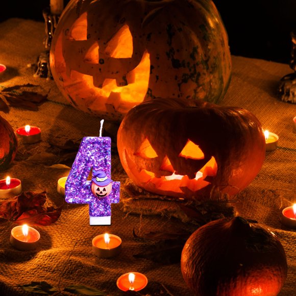 BKER Halloween Birthday Candle Pumpkin Head Digital Candle Cake 3D Blue Digital Cupcake Topper Candle Cake Topper Celebration