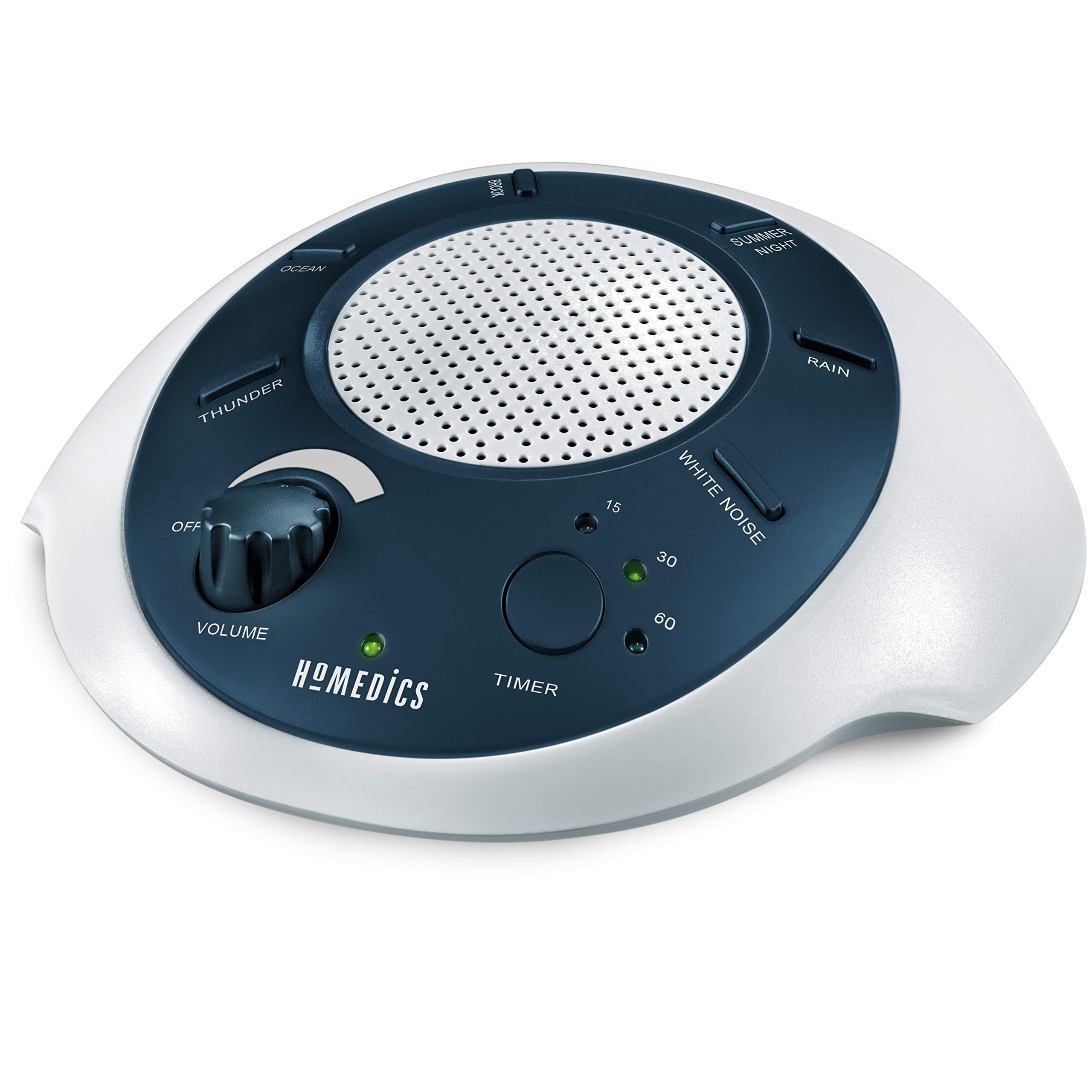HoMedics White Noise Sound Machine | Portable Sleep for Home, Office, Baby & Travel | 6 Relaxing & Soothing Nature Sounds, Battery or Charging Options, Auto-Off Timer | Sound
