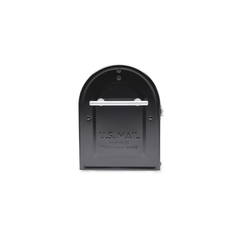 Boulder Post Mount Mailbox Black with Premium Silver Handle and Silver Flag Boulder Post Mount Mailbox Black with Premium Silver Handle and Silver Flag