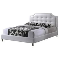 Bowery Hill Modern Tufted Faux Leather Full Platform Bed in White