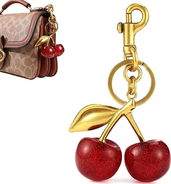 Cherry Bag Charme, Cherry Sleutelhanger Crystal Cherry Portemonnee Cherry Bag Charme, Cherry Sleutelhanger Crystal Cherry Portemonnee