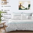 thumbnail image 3 of 3 Piece Aqua Grey Duvet Cover Set Twin Size,Microfiber Comforter/Quilt Cover with Corner Ties and 2 Pillowcases,Chic Garden Floral Stripe Embroidery Design All Season Soft Bedding with Zipper Closure, 3 of 8