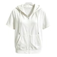 thumbnail image 5 of Mifsaly Girls Short Sleeve Hoodie Zip Up Lightweight Hooded Sweatshirt with Pockets Cozy Comfortable Back to School Casual Everyday Playwear, 5 of 5