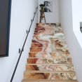 thumbnail image 1 of Stair Stickers Set of 14 Marble Texture, Decorative Staircase Sticker Decals Removable for Stairs Risers Stairway Wall Decor, Brown Stair Decal 39.37 x 7.08 inch, 1 of 6