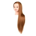 thumbnail image 1 of Cabeza de maniquí de pelo largo multiusos para entrenamiento de peluquería. Oro con maquillaje, 1 of 9