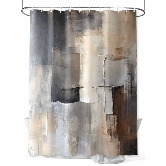 Abstract Style Shower Curtain Set ,Waterproof Fabric Shower Curtains Vintage Brown Gray Beige Minimalist Art Shower Curtains for Bathroom,Bathroom Decor 54x"78"