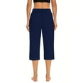 thumbnail image 4 of Women's Loose Fit Capri Yoga Pants with Pockets, Lightweight Breathable Stretch Cropped Lounge Pants for Workout & Casual Wear, 4 of 5