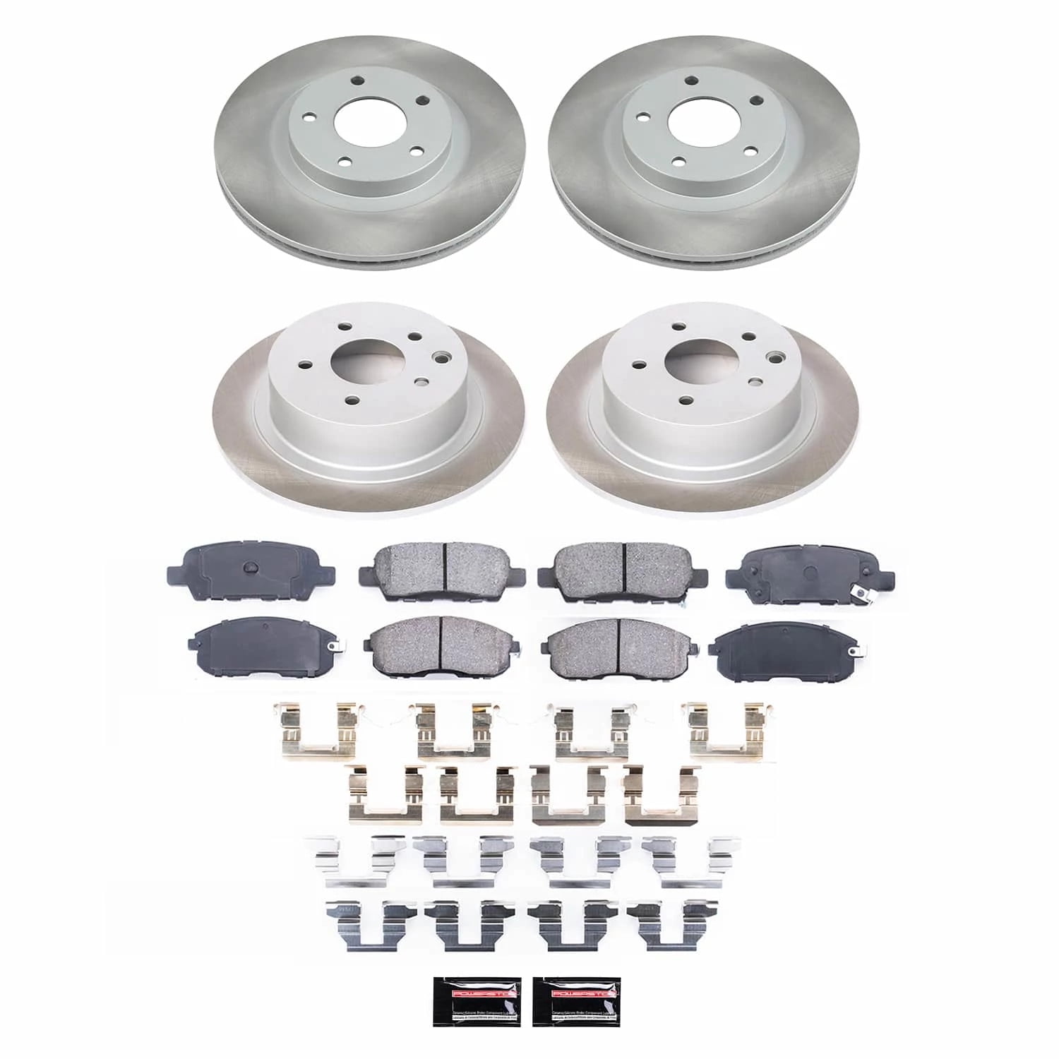 PowerStop Front and Rear Semi-Coated Rotor and Low-Dust Ceramic Brake Pad Kit SC2283