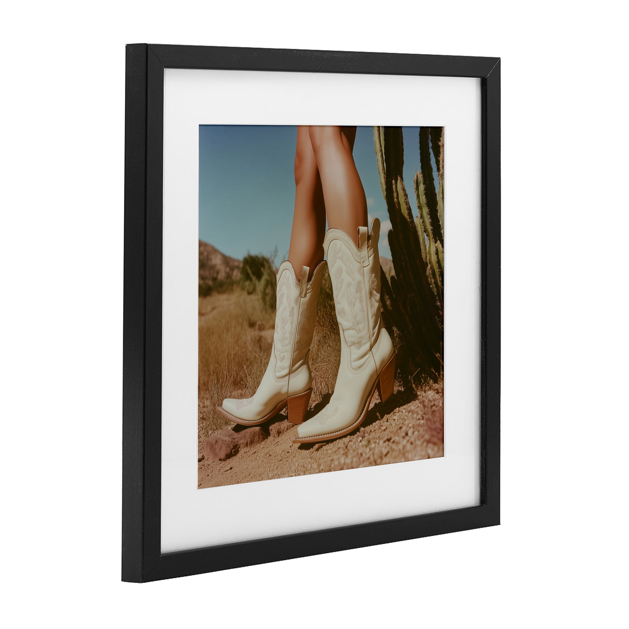 Stupell Industries Desert Boots Step Black Framed Print Under Glass, design by Heidi Kuntz