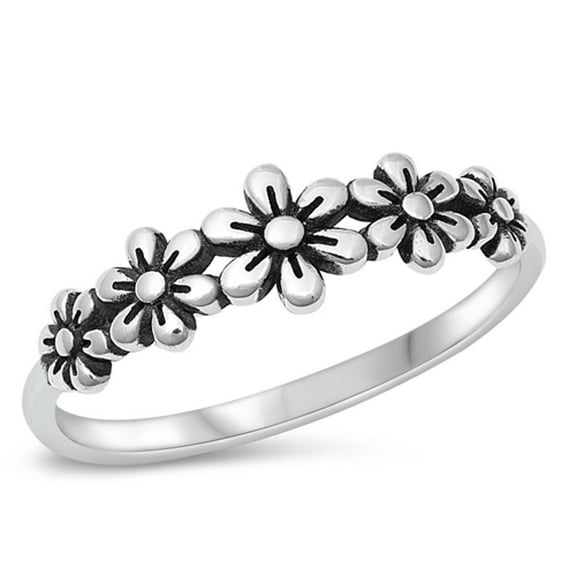 Blue-Eyed Grass Flower Ring .925 Sterling Silver Band Jewelry Female Male Unisex Size 7