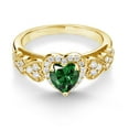 thumbnail image 2 of Gem Stone King 1.13 Ct Heart Shape Green Nano Emerald 18K Yellow Gold Plated Silver Ring, 2 of 4