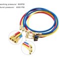 thumbnail image 3 of Refrigerant Charging Hose with Ball Valves HVAC Hoses 1/4'' SAE R410A 800 PSI Fit for R134A R12 R22 R502 R404 Coolant Adding and Air Condition Maintenance 3-Color 3 Pcs, 3 of 7