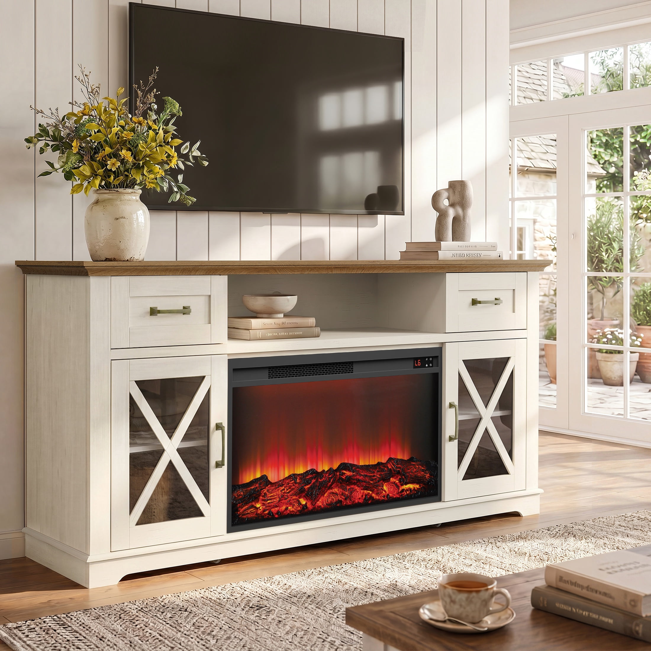 Costway, Electric Fireplace Mantel, 32 inch, White - Walmart.com