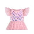 thumbnail image 4 of Girls Dress Pink Sequin Wedding Hi-low Tulle Skirt Tutu Flutter Sleeve 4 Years, 4 of 6