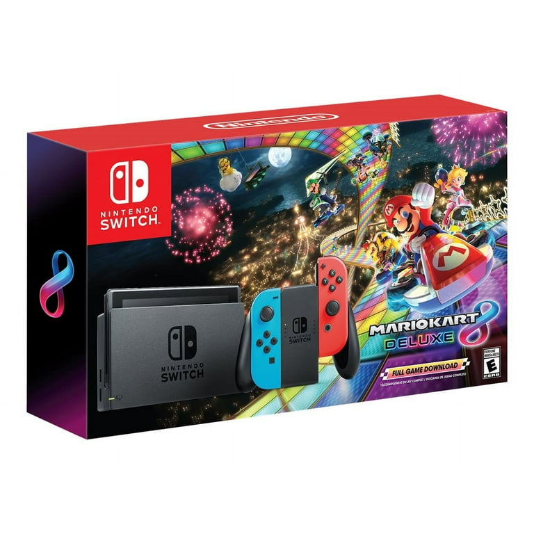 Nintendo Switch Neon Blue/Neon Red Joy-Con + Mario Kart 8