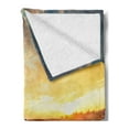 thumbnail image 2 of Lake House Soft Flannel Fleece Throw Blanket, Small Boat on the Water with Horizon and Overcast Dramatic Sky Harbor Home, Cozy Plush for Indoor and Outdoor Use, 50" x 60", Pale Yellow, by Ambesonne, 2 of 5