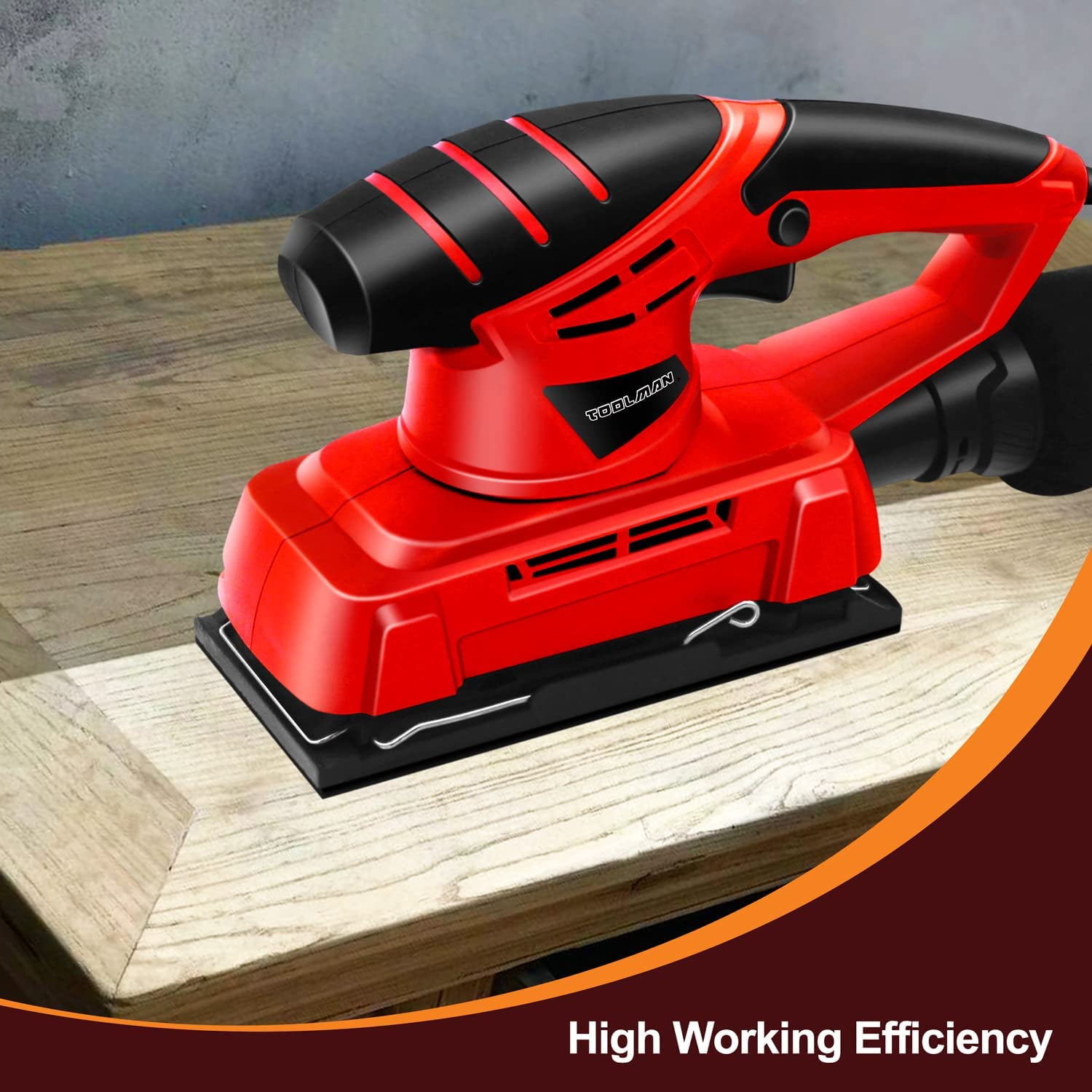 Tool man Sheet Sander 12,000 OPM, 4 Pcs Sandpapers, Vacuum Cleaner