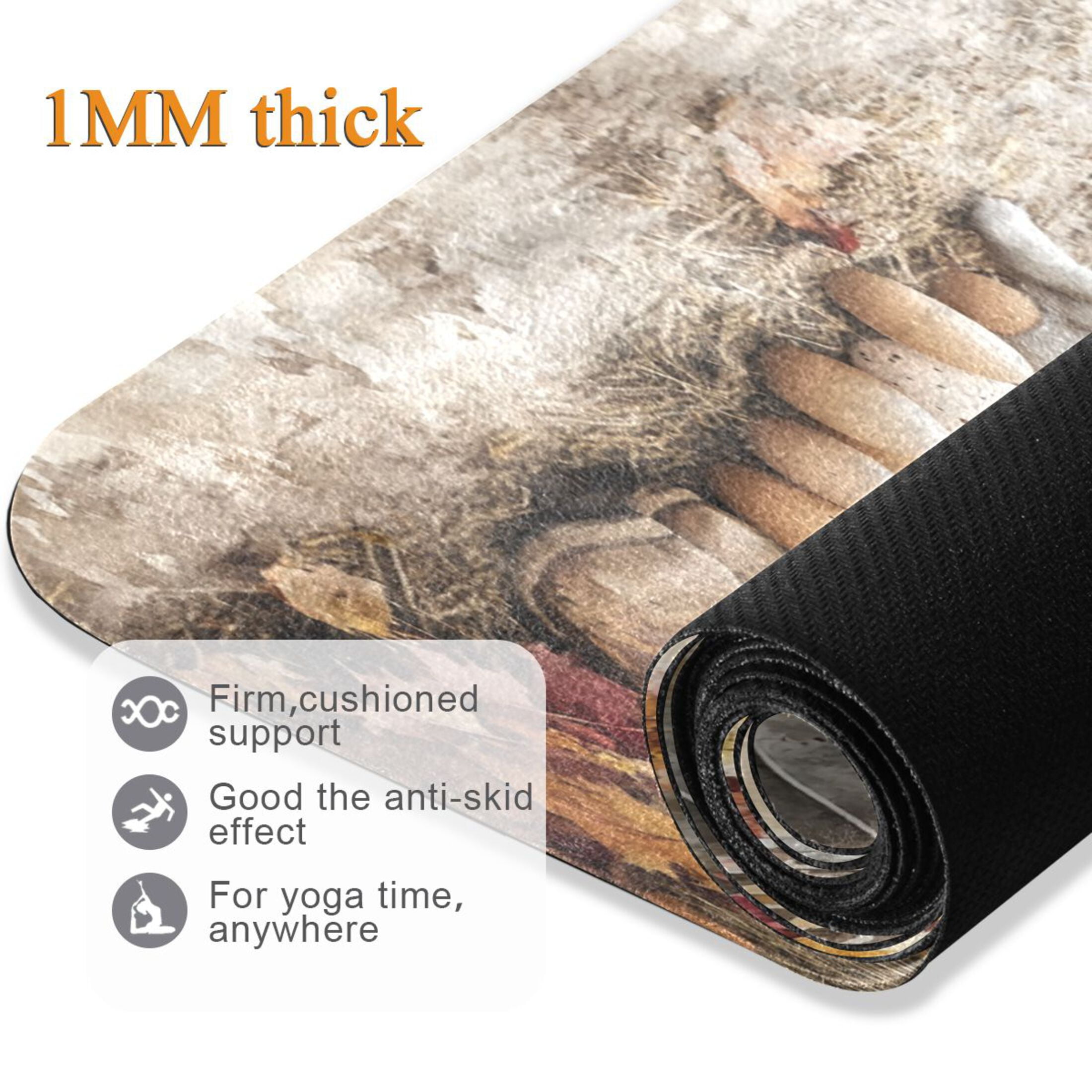 BZSMCE Yoga Mat Women Autumn Scene with Goats Eggs Fitness Mat