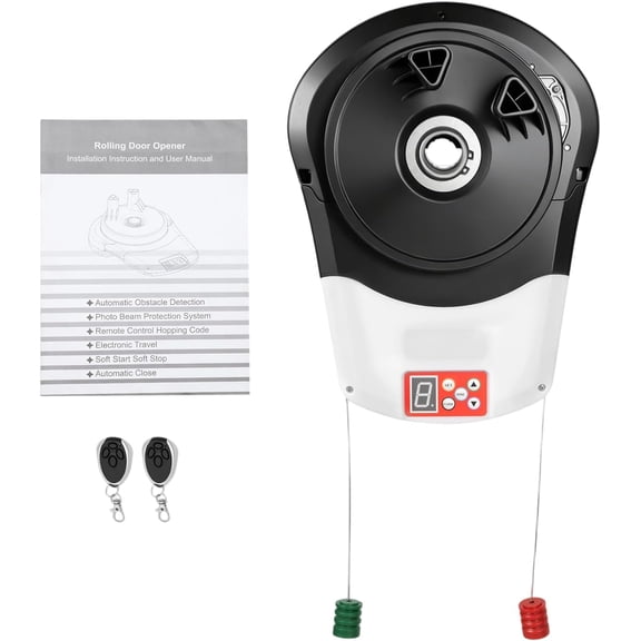 Side Mount Garage Door Opener Electric Roller Door Opener 110V Garage Door Motor with Two Remotes - 800N Quiet Roll Up Doors for Garage, Quiet Roll Up Doors
