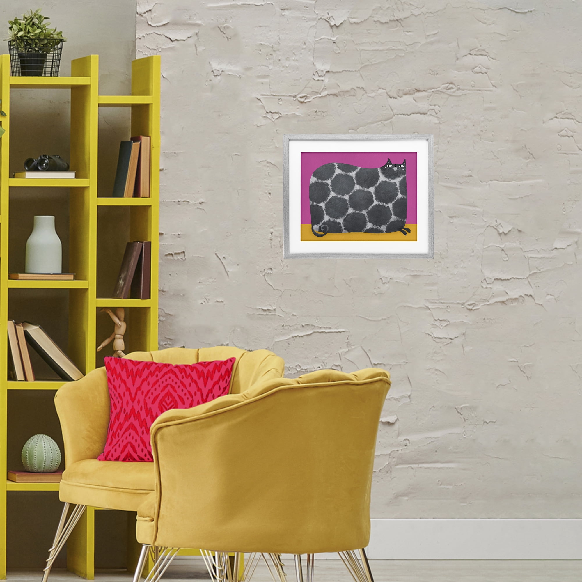 Stupell Industries Big Spots on Cat Gray Framed Print Under Glass, design by Gabriela Avila