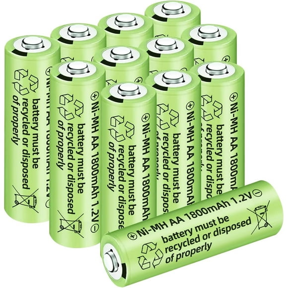 AIR-12PCS 1.2V 1800mAh Ni-MH AA Rechargeable Battery for Wireless Microphones, Electric Toys, Remote Mice, Calculators, Razors, Keyboards (12PCS Battery)