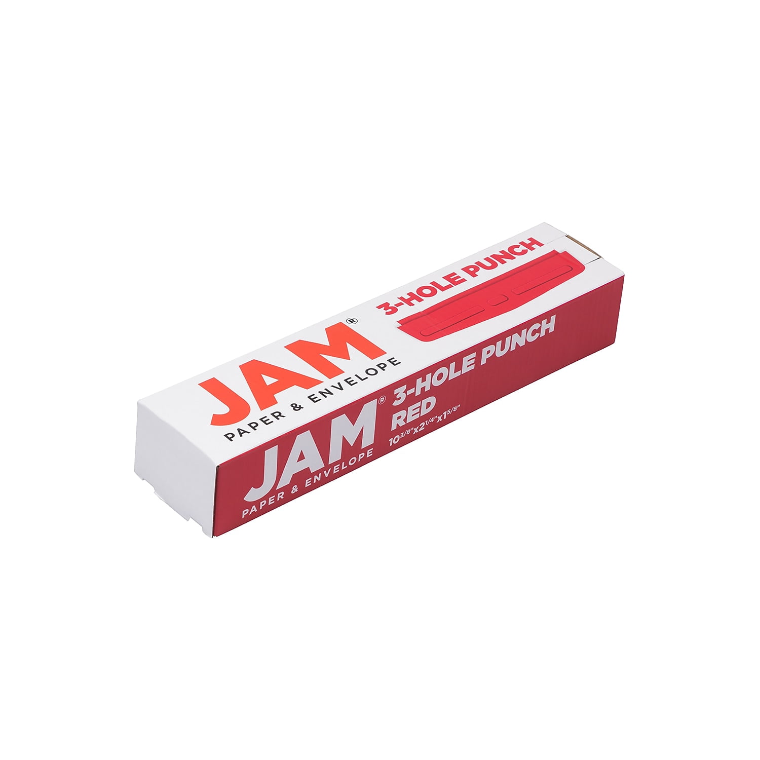 JAM PAPER Metal 3 Hole Punch 10 Sheet Capacity Red (345RE)