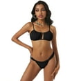thumbnail image 1 of ZAFUL Women Swimwear Keyhole Tie Ruched Bikini Swimsuit Black S, 1 of 8