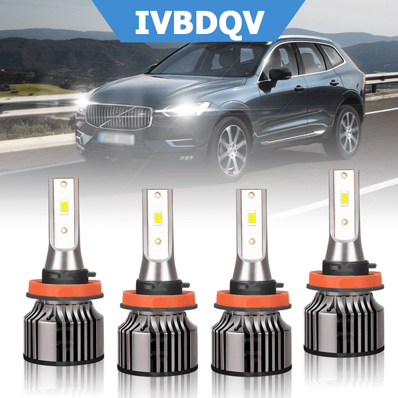 For Volvo XC60 2010-2018 LED Headlights Combo 4Pcs H11 High Low Beam Bulbs Kit 6000K White