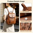 thumbnail image 5 of Sunyuer Vintage Soft PU Leather Backpack for Women, Large Capacity Multi-Pocket Casual Daypack, Adjustable Strap Fashion Shoulder Rucksack for Commute Travel Daily Work, 5 of 8