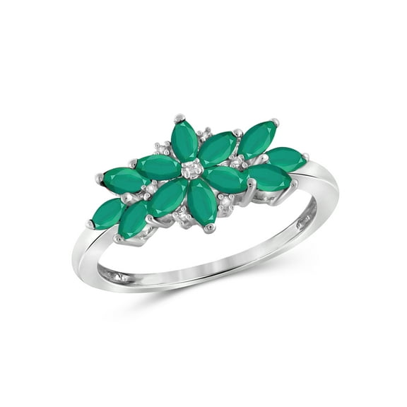 JewelersClub Emerald Ring Birthstone Jewelry – 1.00 Carat Emerald Sterling Silver Ring Jewelry with White Diamond Accent – Gemstone Rings with Hypoallergenic Sterling Silver Band