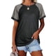 thumbnail image 4 of Camiseta de mujer con cuello redondo, manga corta, blusa suelta de colores sólidos para SummerGray, 4 of 5