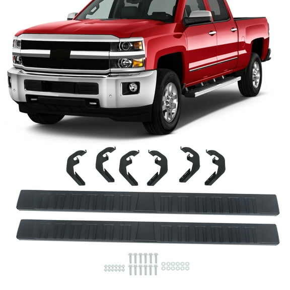 Genrics 6 Inches Running Boards Bars Side Steps Black Aluminum Alloy Replacement for 2019-2023 Silverado Sierra 1500 2020-2022 Silverado Sierra 2500HD 3500HD Double Cab