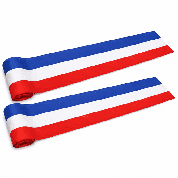 American Bunting Flag 2 x 20 ft Patriotic Red White & Blue Pleated Banner for Outdoor Porch,Home & Garden Decor,4th of July,Memorial Day,Veterans Day Decor 2 Pcs