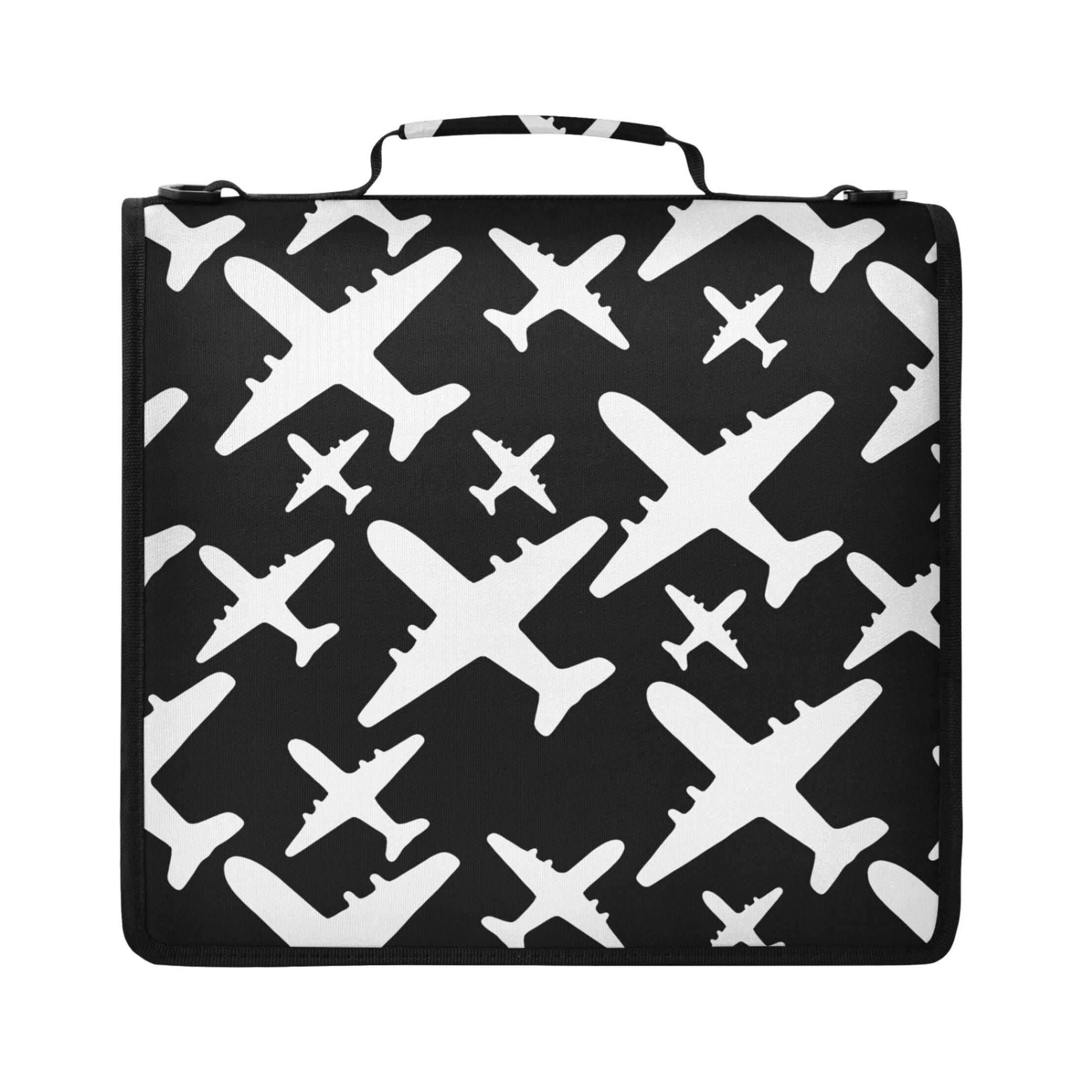 ALAZA Zipper Binder Cute Airplane Pattern 2 inch 3 Ring 500 Sheet Capacity Trapper Keeper File Folder Organizer Bag