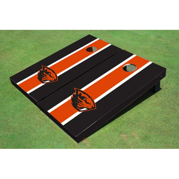 Oregon State University Orange and Black Matching Long Stripe Cornhole Boards