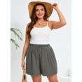 thumbnail image 2 of SHOWMALL Women's Plus Casual Shorts Drawstring Comfy Elastic Waist Shorts Gray 4X Summer Pull On Short with Pockets, 2 of 7