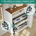 thumbnail image 2 of Shoe Cabinet with 2 Flip Drawers &Open Shelf &Led Light , Shoe Rack Storage Organizer Free Standing Entrance Shoe Storage Cabinet Narrow Closet for Entryway Hallway, White, 2 of 9