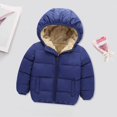 thumbnail image 2 of Generic Toddler Girl Boy Long Sleeved Hooded Down Padded Jackets Puffer Jacket 2 To 7 Years for Holiday Winter Party Christmas（6-7 Years Blue）, 2 of 4