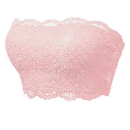 Ndbuld Bras for Women Plus Size Ashion Solid Color Lace Wireless Together Breast Milk Strapless Daily Bra Savings Up to 30% off Pink L
