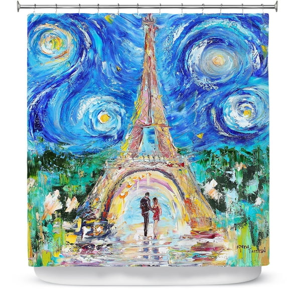 Shower Curtains 70" x 93" from DiaNoche Designs by Karen Tarlton - Eiffel Tower Starry Night
