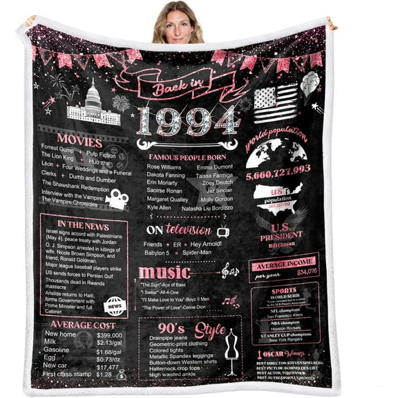 50th Birthday Gifts for Women Best 1974 Birthday Decorations for Mom Aunt Friends,Back in 1974 Unique 50 Year Old Birthday Pink Blanket for Her,Soft Comfortable Throw Blanket 50''x60''