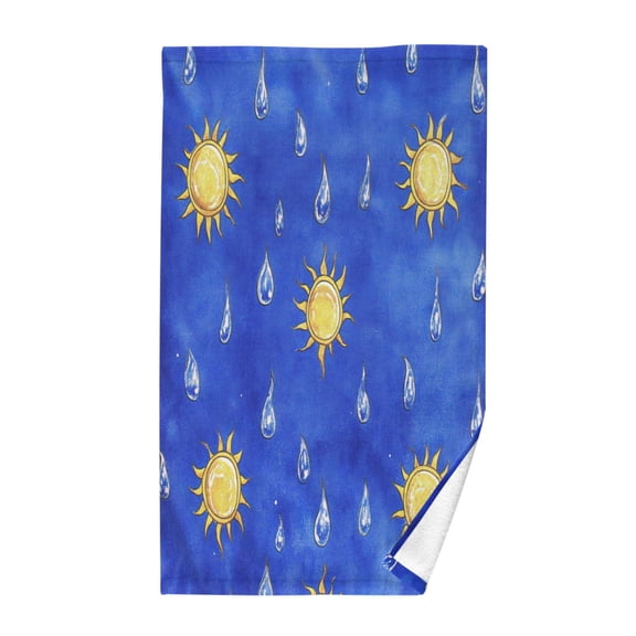 Sun and RaindropsBath Towel 100% Cotton Soft Thick High Absorbency Hand Face Towel Single Pack 16x28in