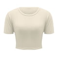 thumbnail image 2 of Tittly T Shirts for Women Going Out Tops Womens Short Sleeve Going Out Crop Tops Crew Neck Casual Basic Tight Tees Shirt Spring Tops for Women Tshirts Shirts Beige L, 2 of 5