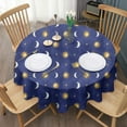 thumbnail image 3 of Blue Gold Sun Moon Star Pattern Round Tablecloth 60"x60",Wrinkle Wipeable Table Cloth for Kitchen Dining Room Picnic Patio Party, 3 of 6