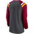 thumbnail image 3 of Men's Nike Heathered Charcoal/Burgundy Washington Commanders Tri-Blend Raglan Athletic Long Sleeve Fashion T-Shirt, 3 of 3
