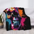 thumbnail image 3 of Yiaed Colorful Skull Print Blanket Throw Blanket Soft Cozy Flannel Blanket for Home Bed Sofa Couch Chair-50"x40", 3 of 6
