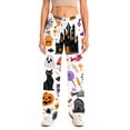 thumbnail image 5 of IYYVV Halloween Pajama Pants Women Cute Funny Pumpkin Print Pajamas Palazzo Casual Elastic Waist Palazzo Pants Fall Pajamas 2026 Purple XL, 5 of 7